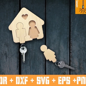 Porta llave de casa. Plantaardige sleutelbossleutelhanger. Archief CNC. CNC vectorieel. archief CDR. Titular de la clave