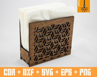 Plantilla de corte láser decorativa Napkin Holder Vector. Vector cnc svg archivo. Máquina cnc de diseño. Archivos svg para caja de madera contrachapada cortada por láser
