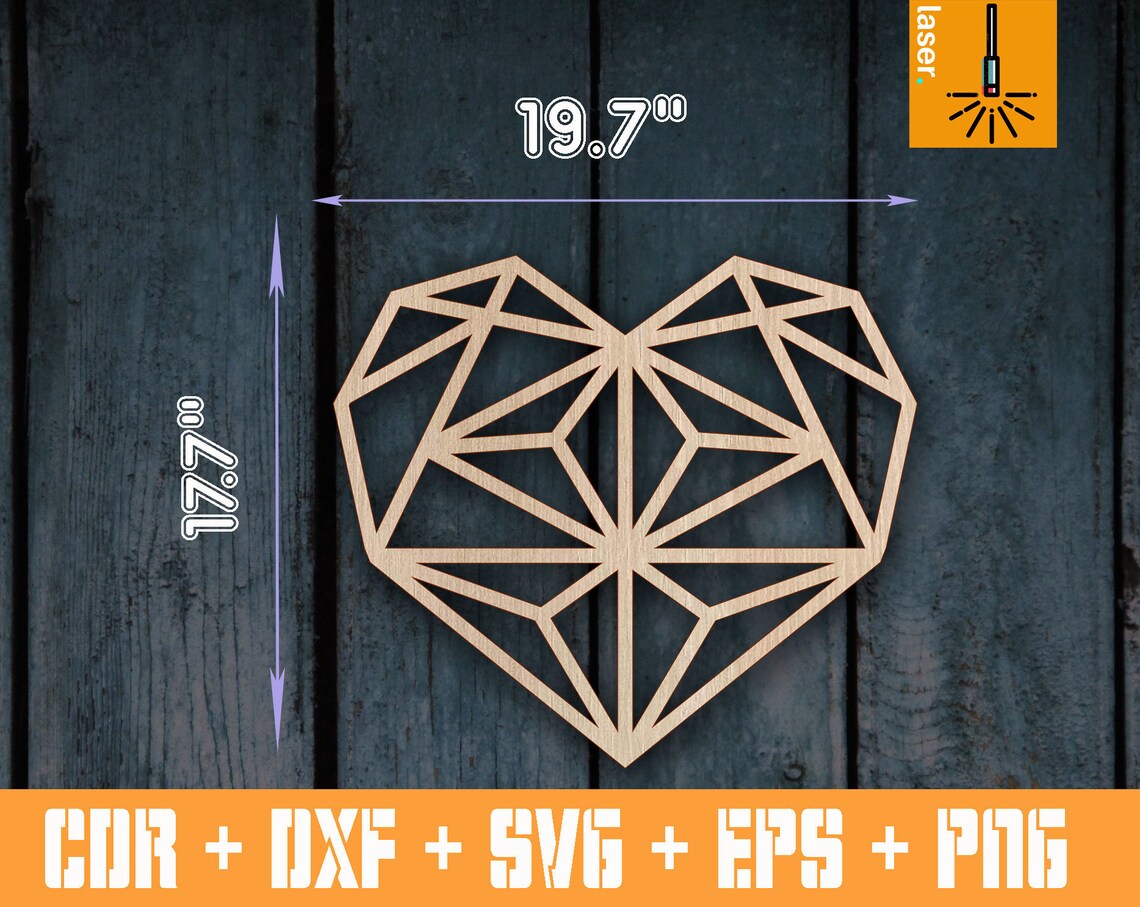 Polygonal Heart Decor for Laser Cut. Cnc Files. CNC. Cnc - Etsy