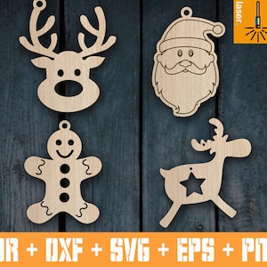 Christmas tree decor for Laser | Cnc vector Xmas Decor | Christmas cut file | Tree Decor | Christmas decoration | Christmas Ornament Set