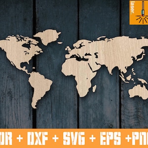 World map Svg. World map laser cut template. Cnc file Vector cnc cdr files. Map Mundi for Cutting and engraving. Cut template pattern