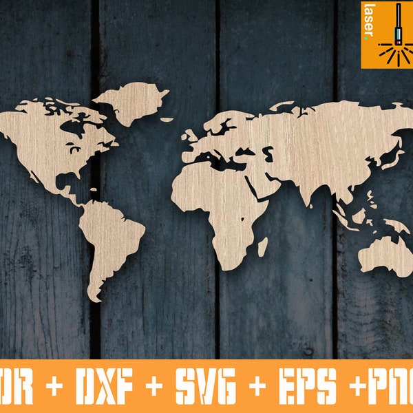 World map Svg. World map laser cut template. Cnc file Vector cnc cdr files. Map Mundi for Cutting and engraving. Cut template pattern