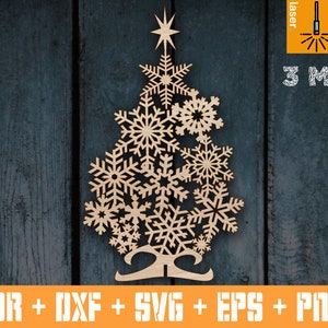 Christmas tree of snowflakes | Cnc vector Christmas tree | Christmas cut file | CNC files | Christmas decoration | Vector cnc