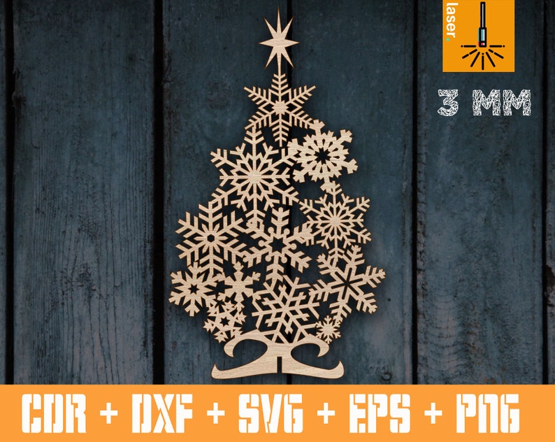 Christmas Tree of Snowflakes Cnc Vector Christmas Tree - Etsy