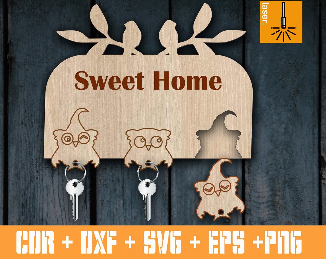 OWLS Key Holder. Key Keeper Laser Cut Template. Cnc File. Vector Cnc ...