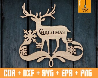 Christmas Deer | Christmas door decor | Christmas cnc | Christmas Rustic Decor | Christmas vector decorations | Christmas Decorations SVG