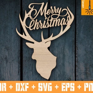 Christmas Deer | Christmas door decor | Christmas cnc | Christmas DXF Decor | Christmas vector decorations | Glowforge file SVG