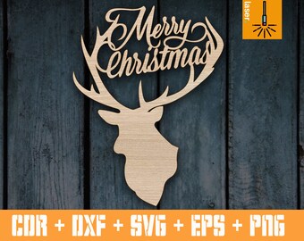 Christmas Deer | Christmas door decor | Christmas cnc | Christmas DXF Decor | Christmas vector decorations | Glowforge file SVG