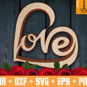 Heart Love Vector & Template for Valentines Day | Wall decor | cnc project | Vector cut template DXF