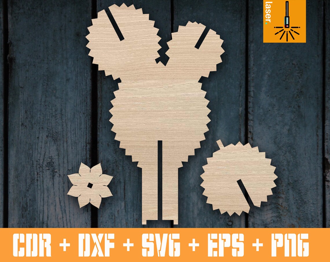 5 Layouts of the Cactus With Flower, CNC FILES, Cnc Plans, Cut Files ...