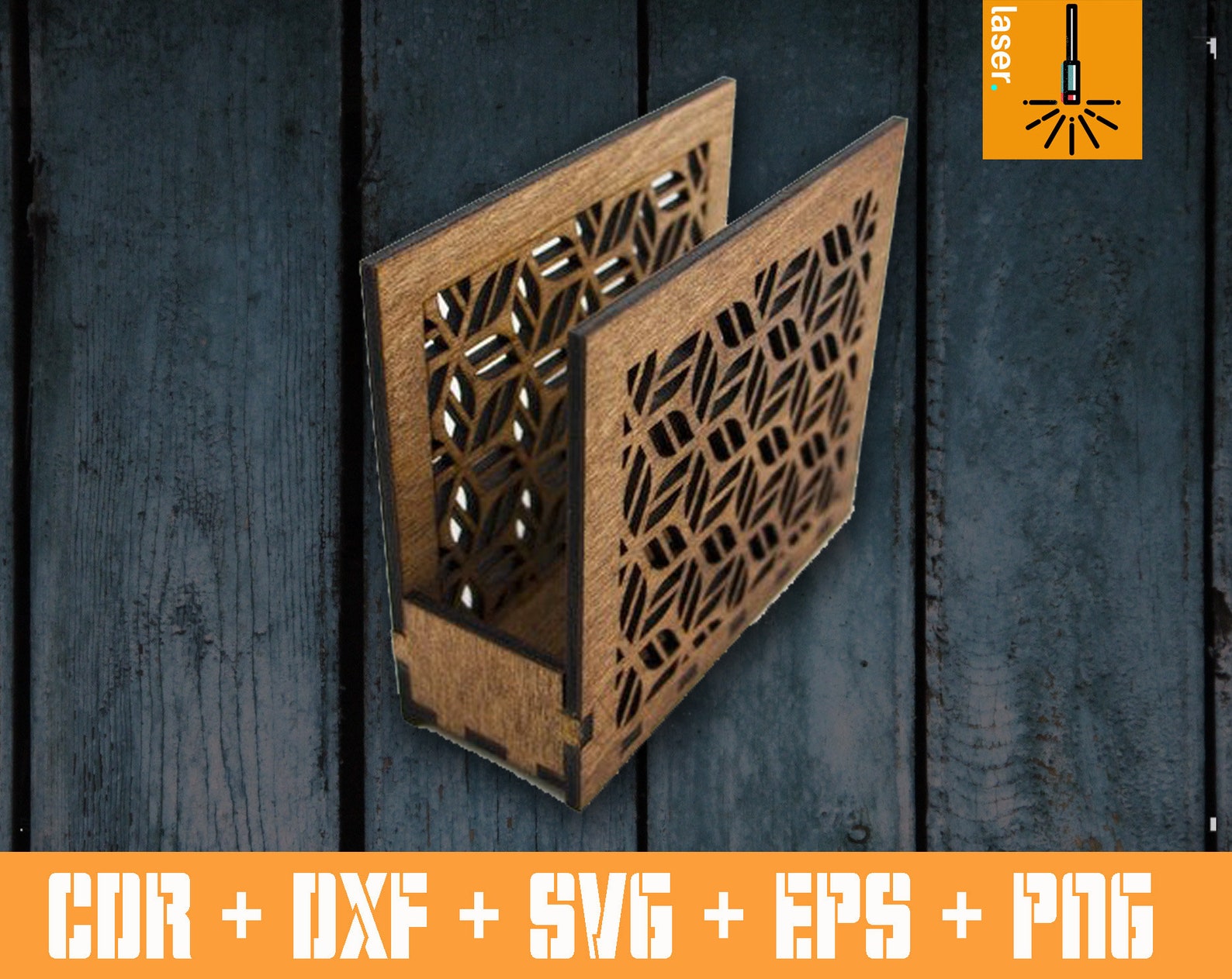 Decorative Napkin Holder Vector Laser Cut Template. Vector Cnc Etsy