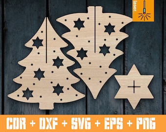 Plantilla de árbol de Navidad para láser/CNC (vectorial) / Planos CNC / Archivos CNC / Decoraciones navideñas / CNC vectorial