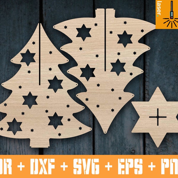 Weihnachtsbaum Vorlage für Laser | Cnc Vektor stehende Weihnachtsbäume | CNC Pläne | CNC Dateien | Weihnachtsschmuck | Vektor cnc