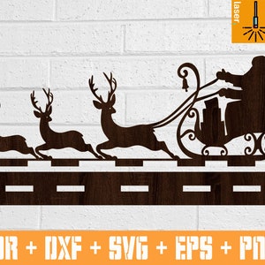 Christmas Sleigh for Laser cut | Cnc vector standing Christmas Sleigh | CNC router files | Christmas decoration | Vector for cnc | Christmas