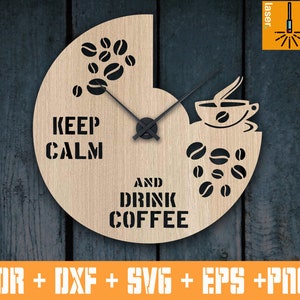 Wooden clock on the wall for kitchen and cafeteria.Decorative clockplywoo.Dxf CNC plan for laser cutting and self-Assembl.Wall decor clock