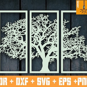 Tree Wall Hanging CDR, CNC file, Wall Panels, Room Decor, Tree Patterns, Pano Tree eps, Laser DXF, Cut Templates, Home Decor, Cnc Vector cut