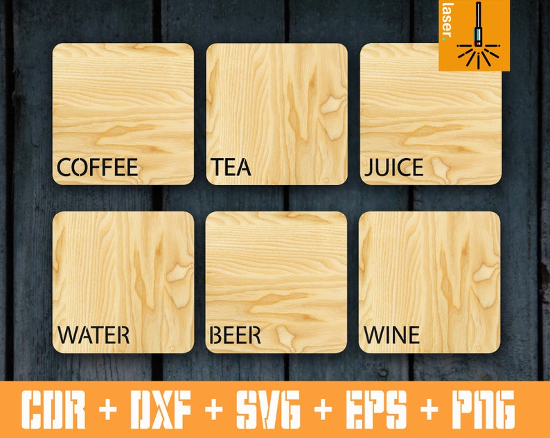 Download Coasters Vector Laser Cut File SVG/DXF/CDR | Etsy