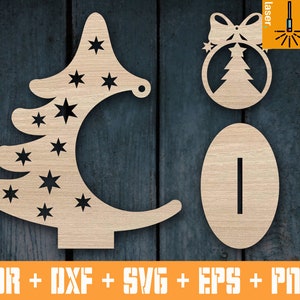 Christmas tree template pattern for Laser | Cnc vector Christmas tree | Christmas cut file | CNC files | Christmas decoration | Vector cnc