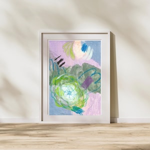 Emotions - Peinture acrylique abstraite originale ou ensemble d'impressions d'art - Art mural moderne dans des tons bleus et violets | Oeuvre d'art contemporaine faite main