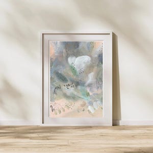 Dipinto acrilico astratto originale su carta A4 - toni verdi, arte murale astratta, opera d'arte moderna contemporanea fatta a mano