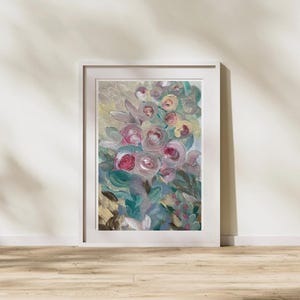 Abstract bloemen acrylschilderij: moderne bloemboeketkunst