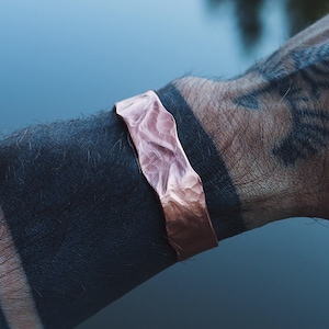 Handmade Hammered Zig Zag Copper Bangle Bracelet