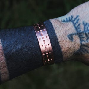 Handmade Dot Pattern Copper Bangle Bracelet