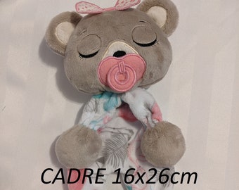 Flat plush bear, embroidery file, frame 16x26cm, finished size: 44cm high and elongated 47cm long