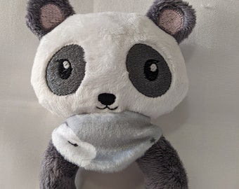 File embroidery, Panda rattle, 10x10cm frame with a few small seams in hand