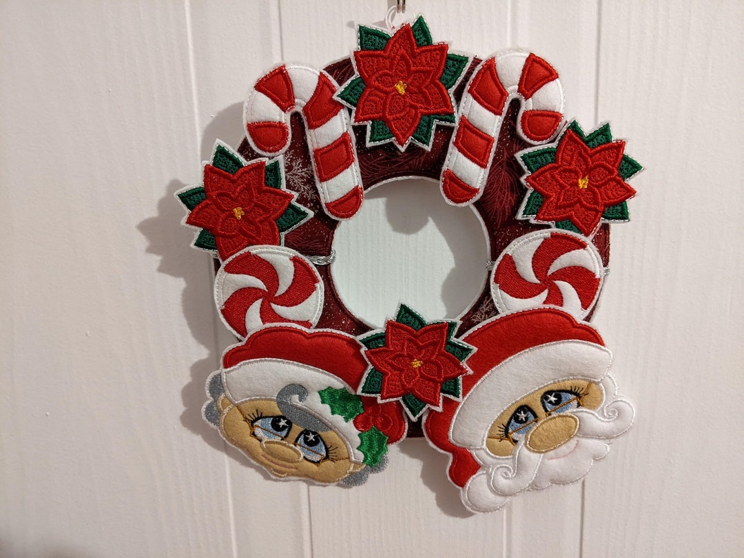 　Decorated Christmas Wreath Christmas Wreath, Frame 16x26cm, Ith, Embroidery Machine File