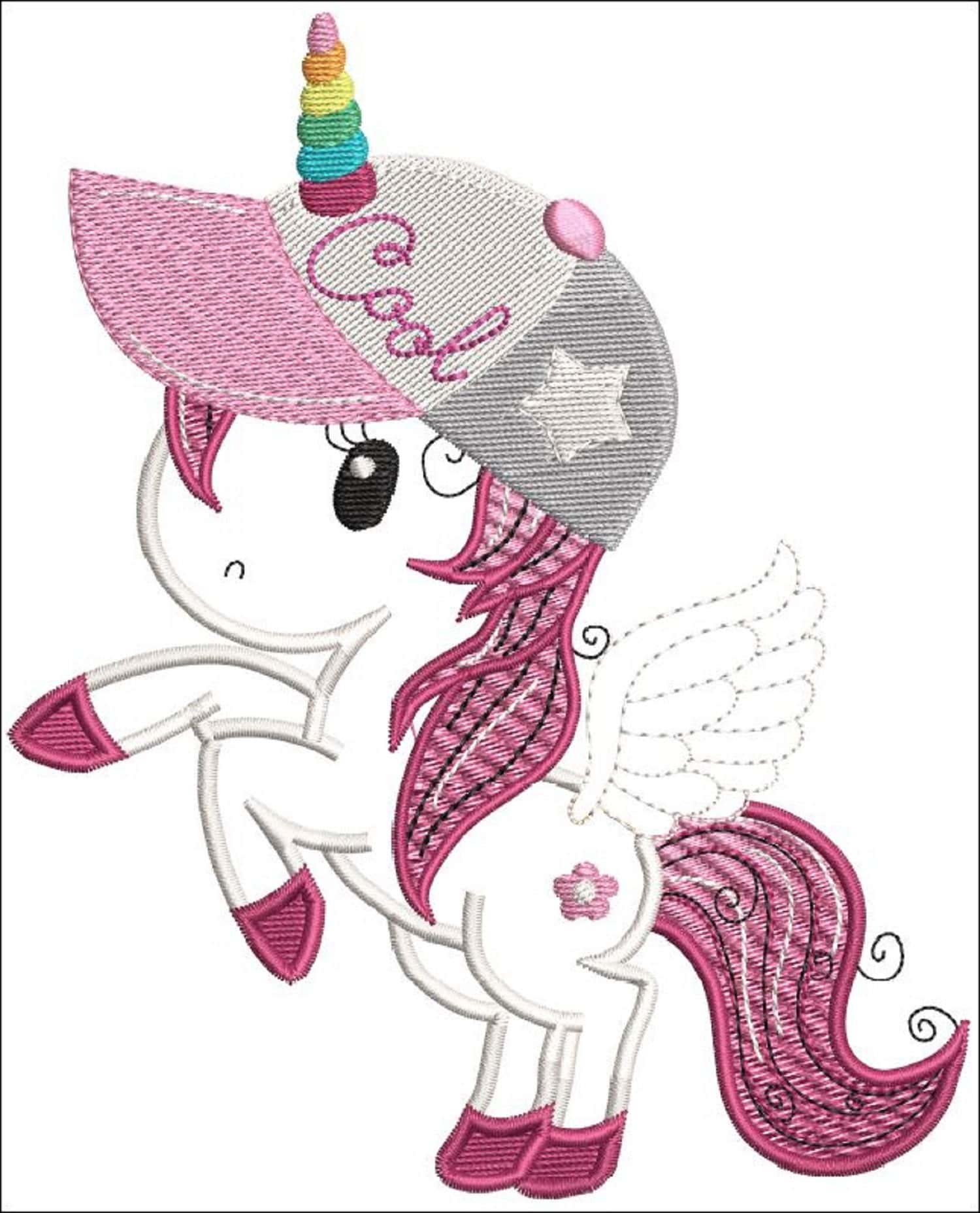frame Unicorn cool girl while embroidery 18x13cm