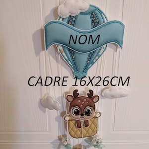 ITH,Door/wall decoration, DEER  with hot air balloon, frame 16x26cm, size: 41cm high