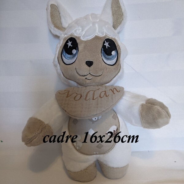 Embroidery file, LAMA PLUSH , frame 16x26cm with some small seams in hand, 35cm height