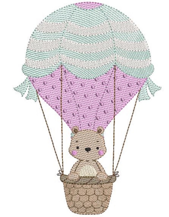 Hot air balloon with teddy bear embroidery file 13x18cm  etsy Hot air balloon with teddy bear embroidery file 13x18cm  etsy