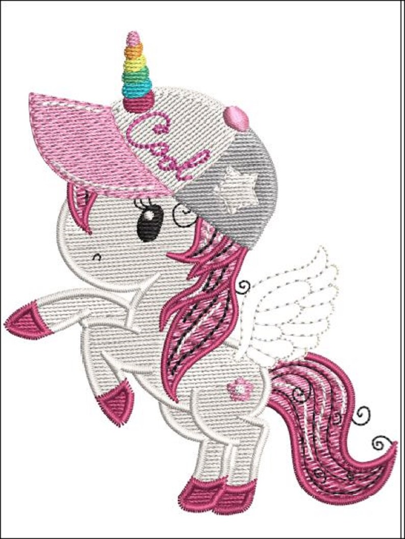 frame Unicorn cool girl while embroidery 18x13cm
