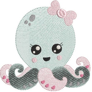 Octopus, embroidery file, 2 sizes