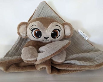 Stickdatei, Doudou Monkey, 10x10cm Rahmen mit einigen kleinen Handnähten
