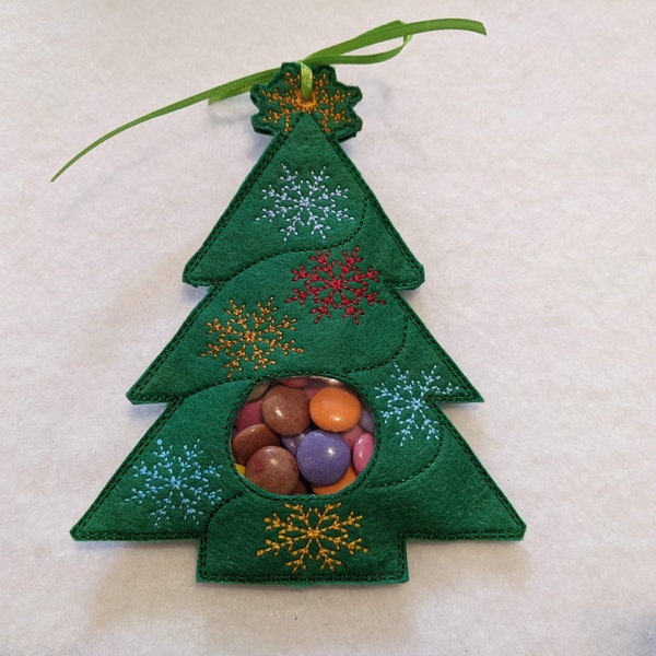 Sac à bonbon Sapin de Noël , cadre 10x10cm et 13x18, ith, fichier pour machine à broder, numérique