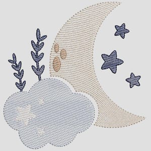CLOUD AND MOON, embroidery file, frame 10x10cm and 13x18cm