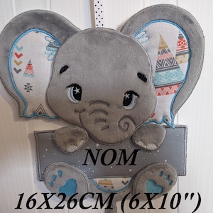 Deco Elephant to customized, frame 16x26cm (6X10&quot;), ith, file for embroidery machine, digital, Finished size: 28x30cm high (11x12&#39;&#39;)