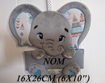 Deco Elephant to customized, frame 16x26cm (6X10"), ith, file for embroidery machine, digital, Finished size: 28x30cm high (11x12'')