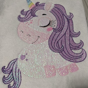 frame Unicorn cool girl while embroidery 18x13cm