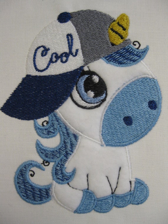 frame Unicorn cool girl while embroidery 18x13cm