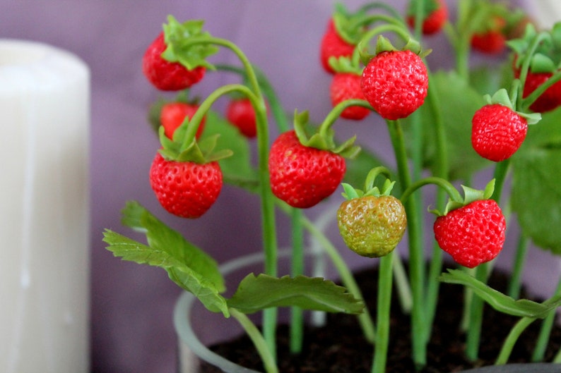 Clay strawberry Strawberry from polimer clay Gift for mom sister girlfriend.