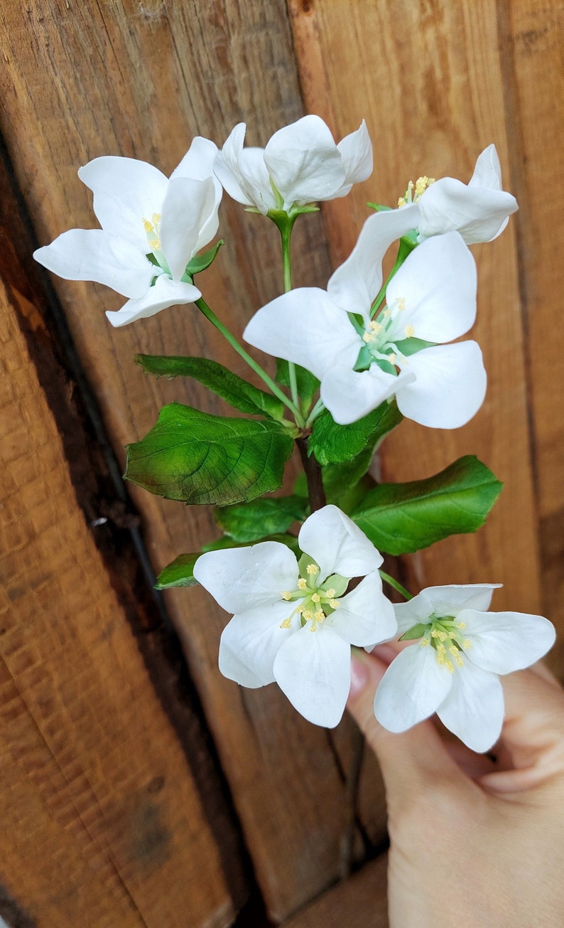 Fake apple tree branch made of polymer clay . Artificial Etsy
