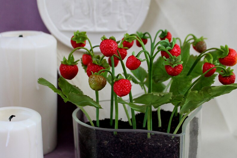 Clay strawberry Strawberry from polimer clay Gift for mom sister girlfriend.