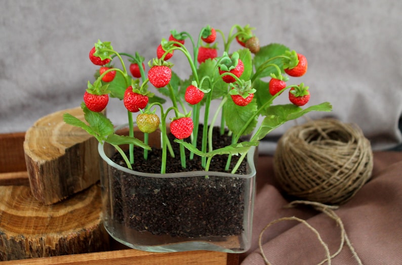 Clay strawberry Strawberry from polimer clay Gift for mom sister girlfriend.