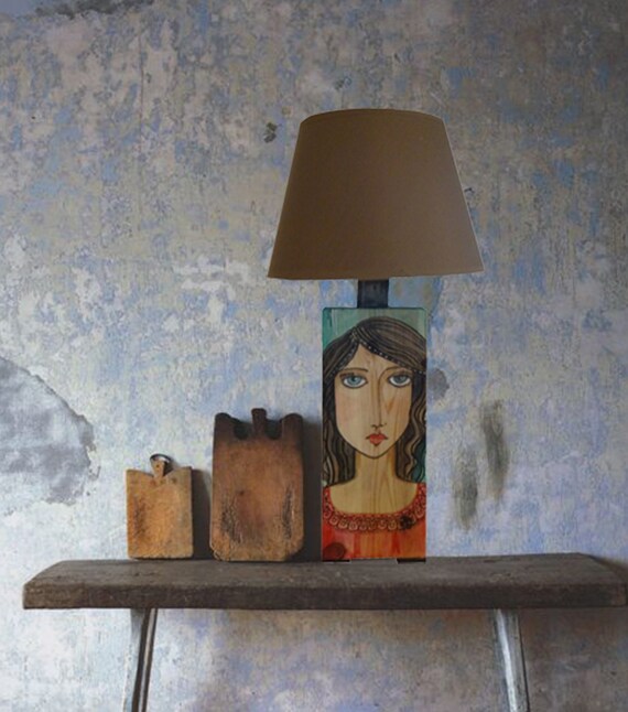 Painted Light Fixture Painting On Wood Lamp Shade Art Etsy