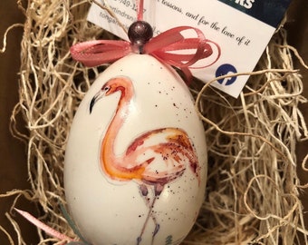 Flamingo Hand Painted Christmas Egg Ornament