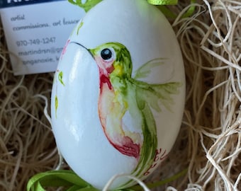 Hummingbird Hand Painted Egg